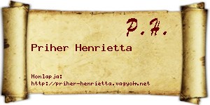 Priher Henrietta névjegykártya